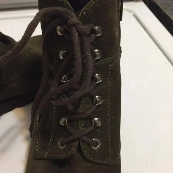 Aquatalia army green suede leather wedge boots - Picture 3 of 10